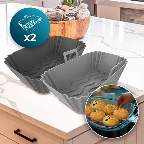 Conjunto de Moldes Retangulares CECOTEC Cecofry TwinBucket Pack (Silicone - Cinzento), miniatura 3