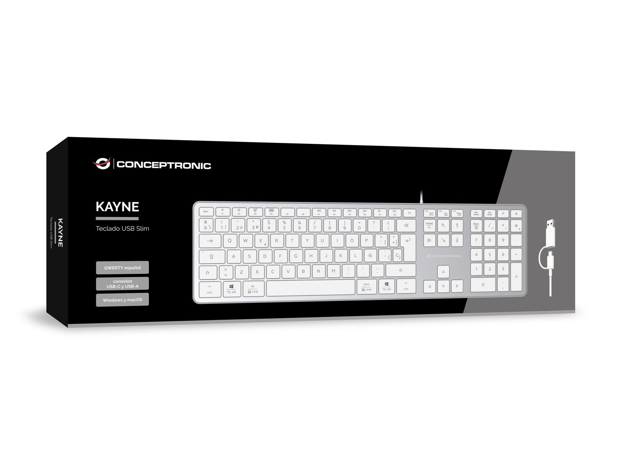 Teclado CONCEPTRONIC KAYNE02WES (Espanhol - Tamanho completo - USB - Branco) — miniatura 3