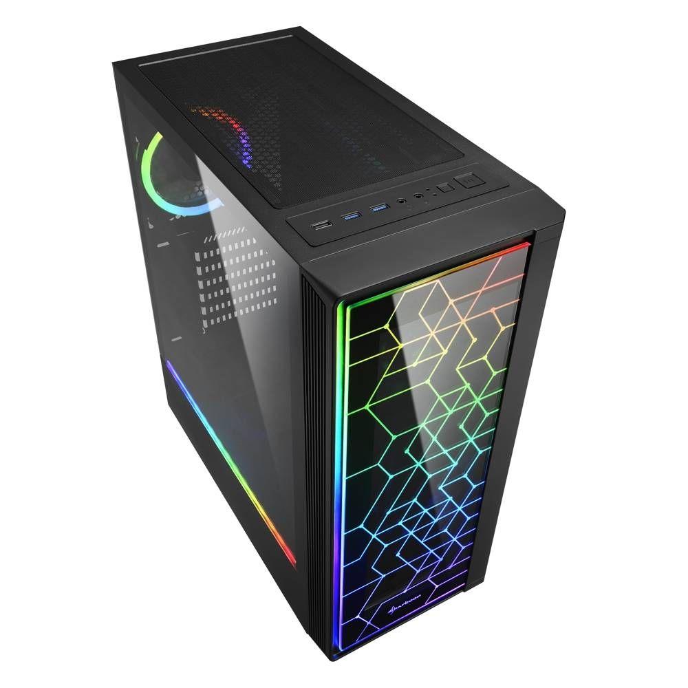 Caixa de Computador SHARKOON RGB LIT 100 (ATX, Micro ATX, Mini-ITX - Midi Tower - 15,7 cm - Preto) — miniatura 4