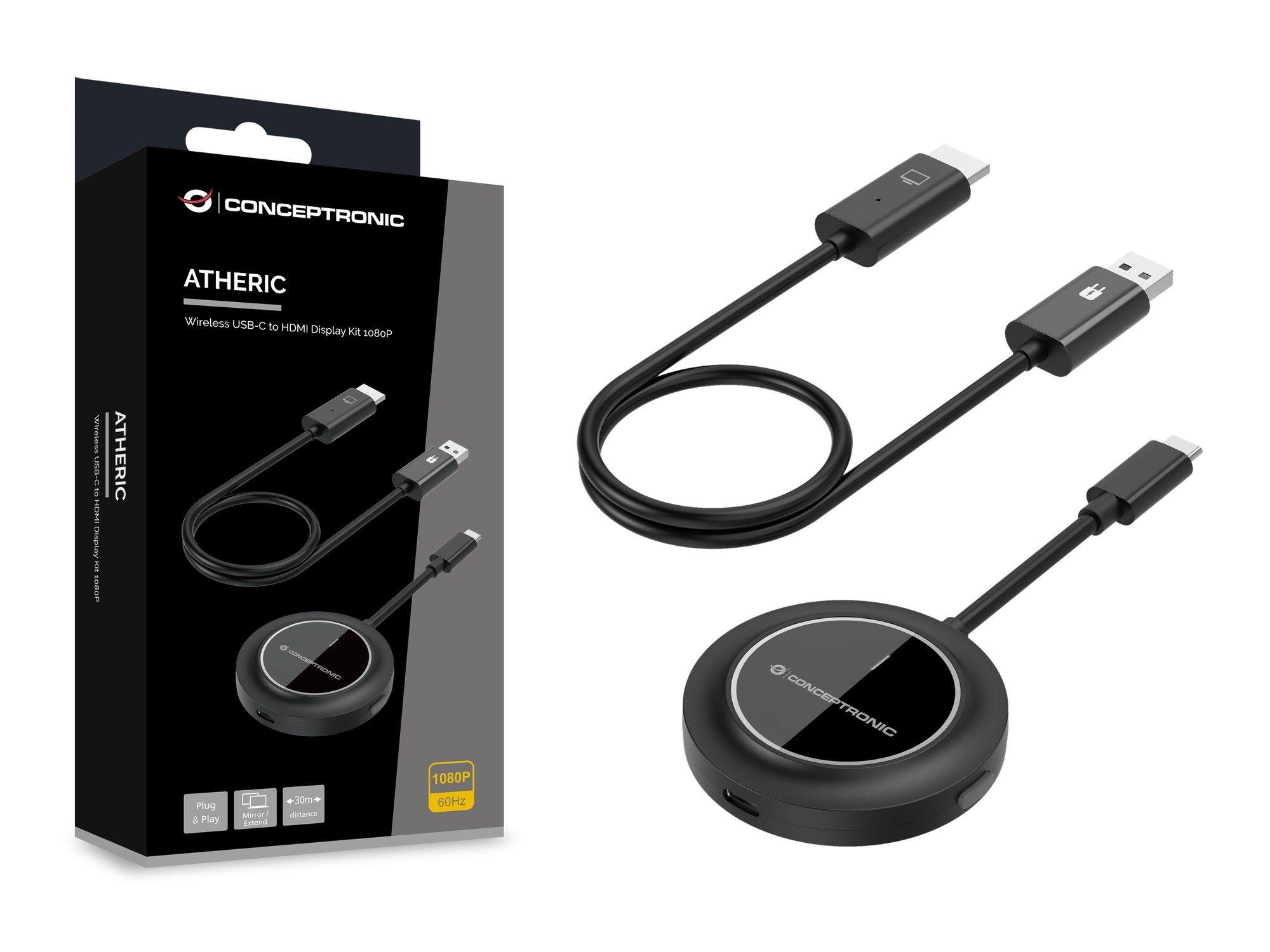 Transmissor HDMI sem fios USB-C CONCEPTRONIC ATHERIC01B (1920 x 1080 pixels - HDMI/USB - Preto), miniatura 5