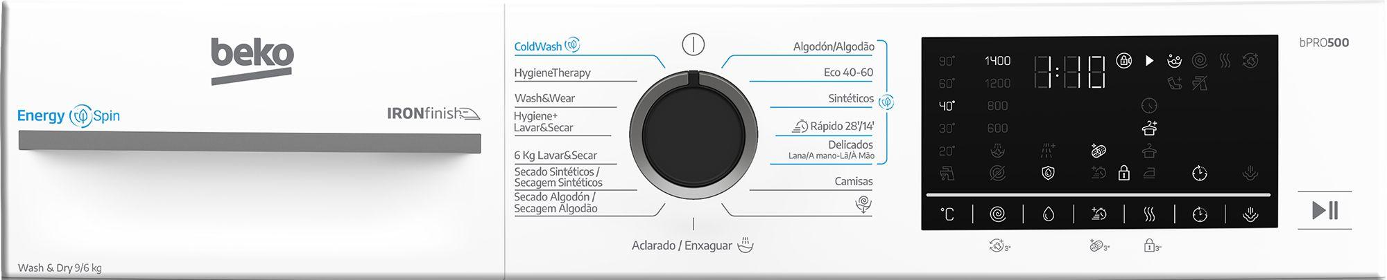 Máquina de Lavar e Secar Roupa Independente BEKO BM5DFT49437WB (B - 9 kg - 6 kg - Branco) — miniatura 6