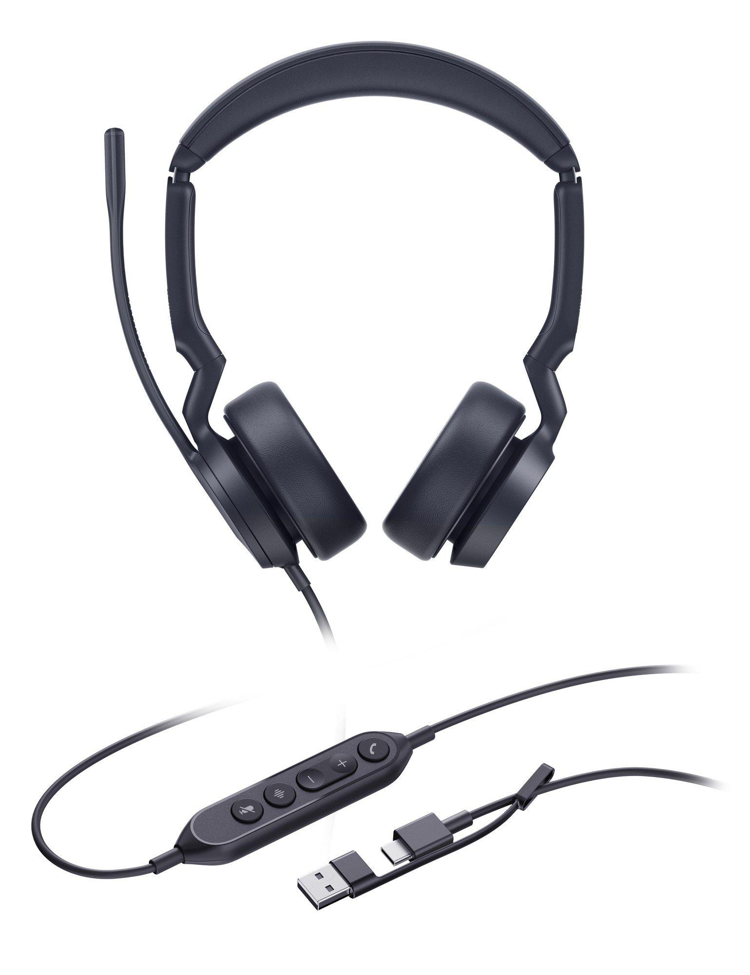 Headset YEALINK UH44 Dual UC USB-C/A (Binaural - Com fios - Supra-aural - Preto)