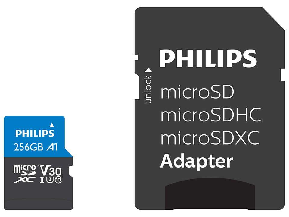 Cartão de Memória PHILIPS FM25MP65B/00 (256GB - Classe 3 - 100 MB/s - Preto)