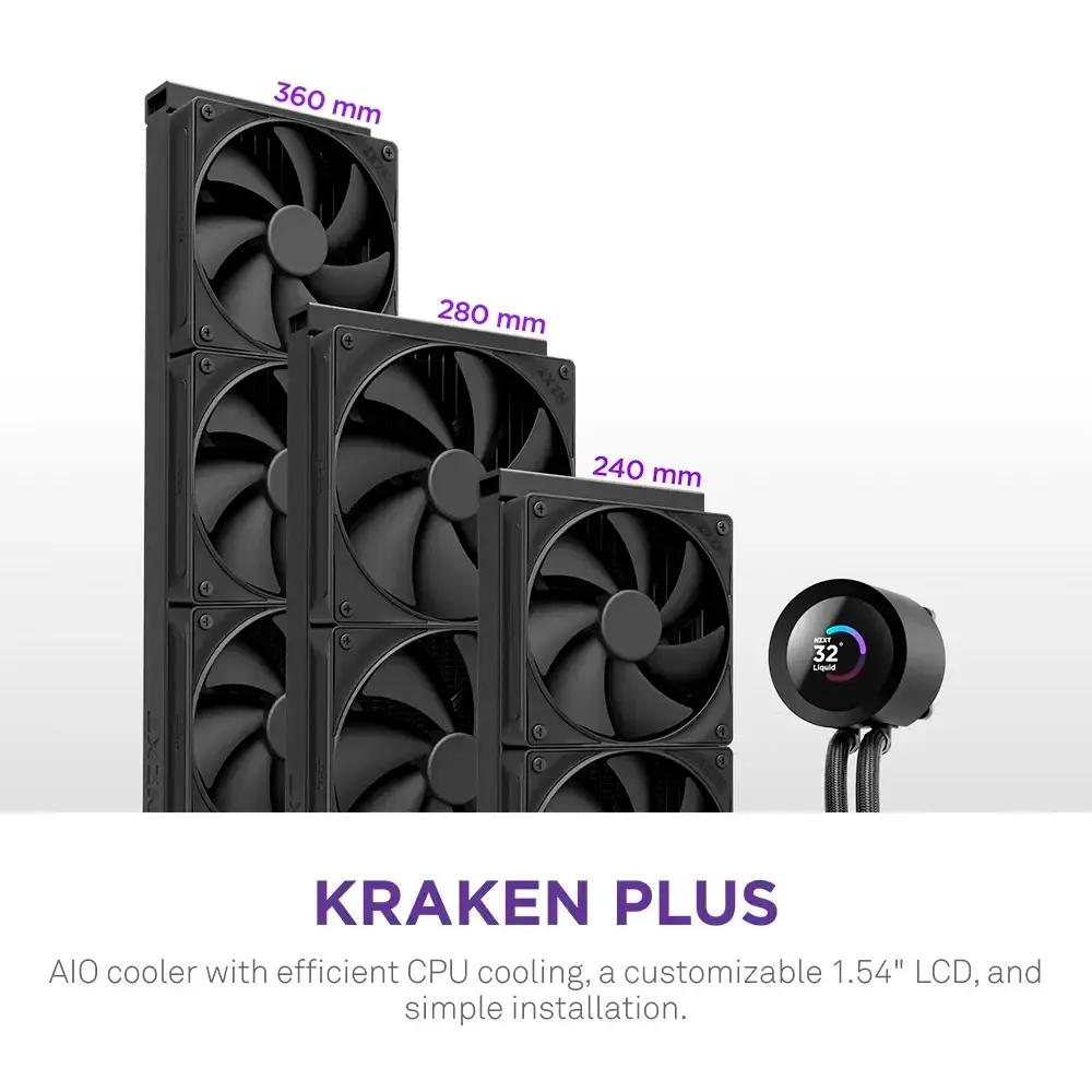 Sistema de Refrigeração Líquida para CPU NZXT Kraken Plus 240 (120 mm - 2000 RPM - 4-pin - Preto) — miniatura 2