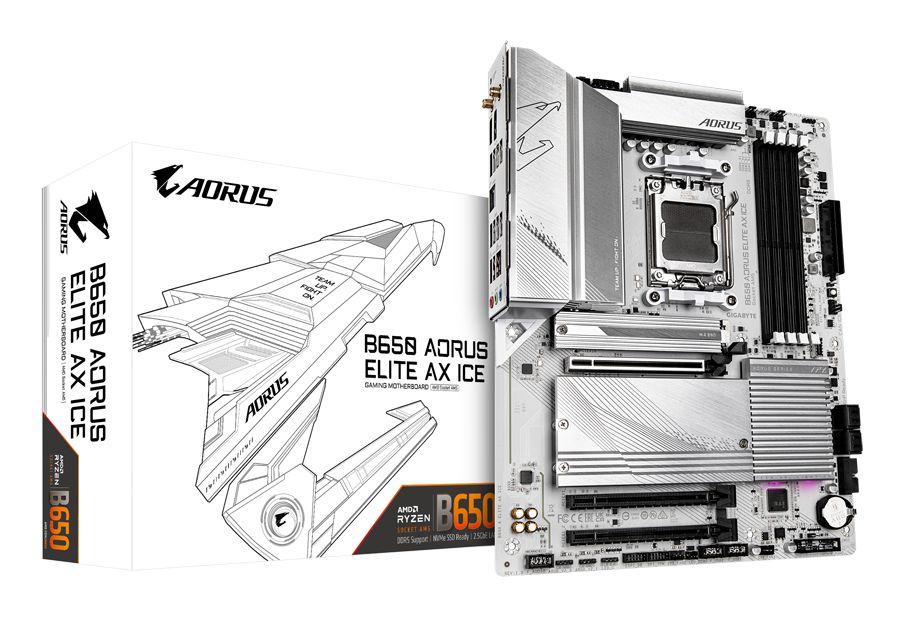 Motherboard GIGABYTE B650 AORUS ELITE AX ICE (AM5 - ATX - Duplo canal - Branco)