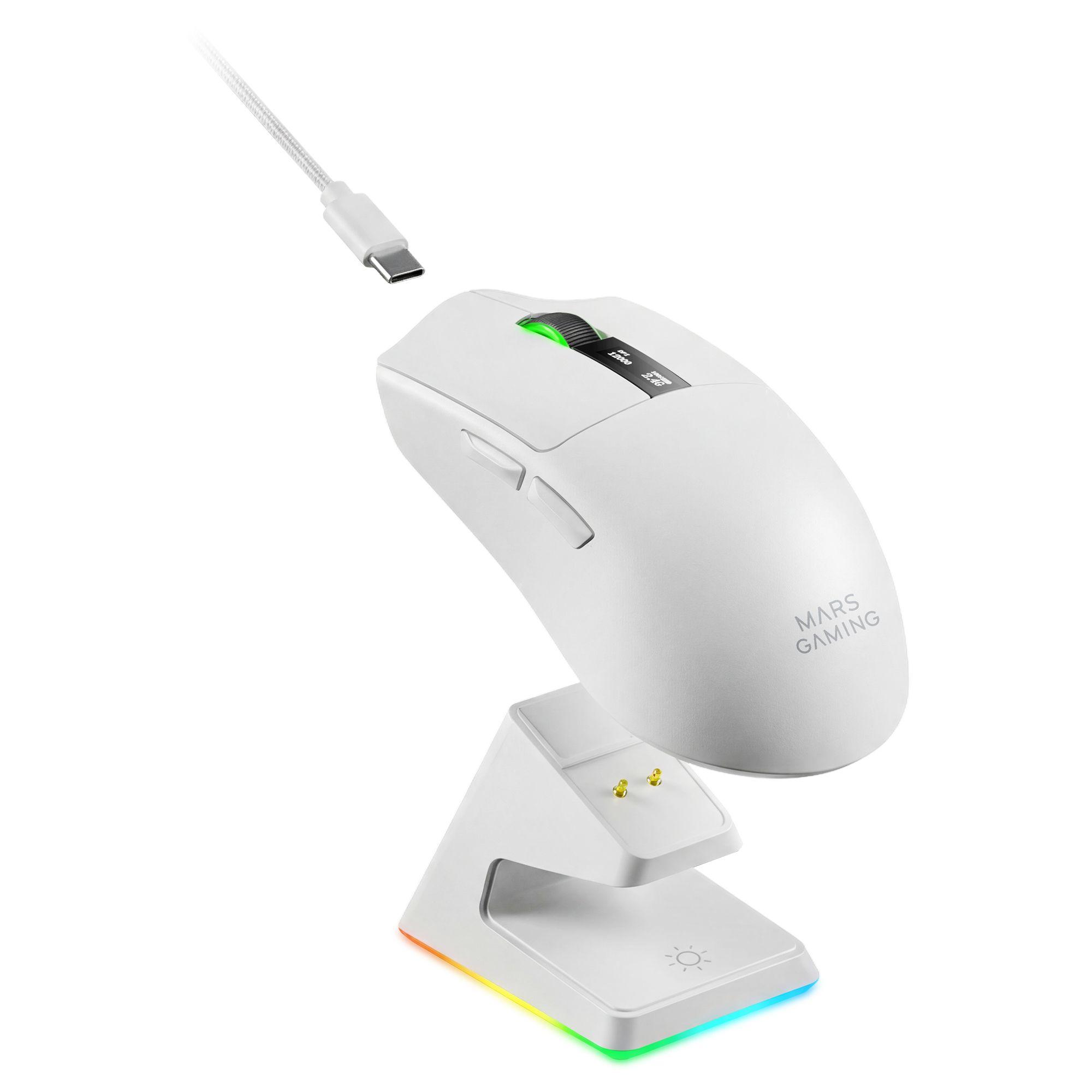 Rato Gaming Sem Fios MARS GAMING MMW-Elite (Mão direita - Branco), miniatura 3