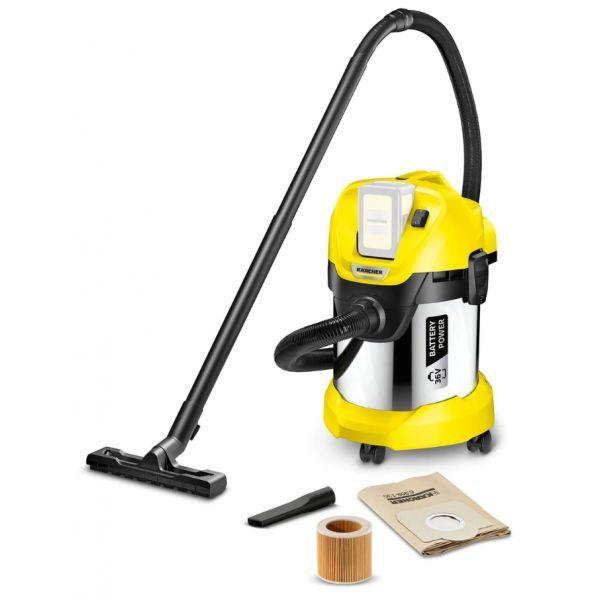 Aspirador de Sólidos e Líquidos KÄRCHER WD 3 Battery Premium (Altura 50,3 cm - Preto/Amarelo)