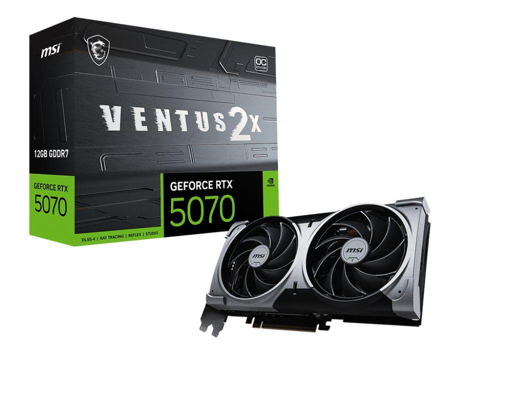 Placa Gráfica MSI GeForce RTX 5070 12G VENTUS 2X OC (GeForce RTX 5070 - 28 Gbit/s - 12 GB - Preto) — imagem 1