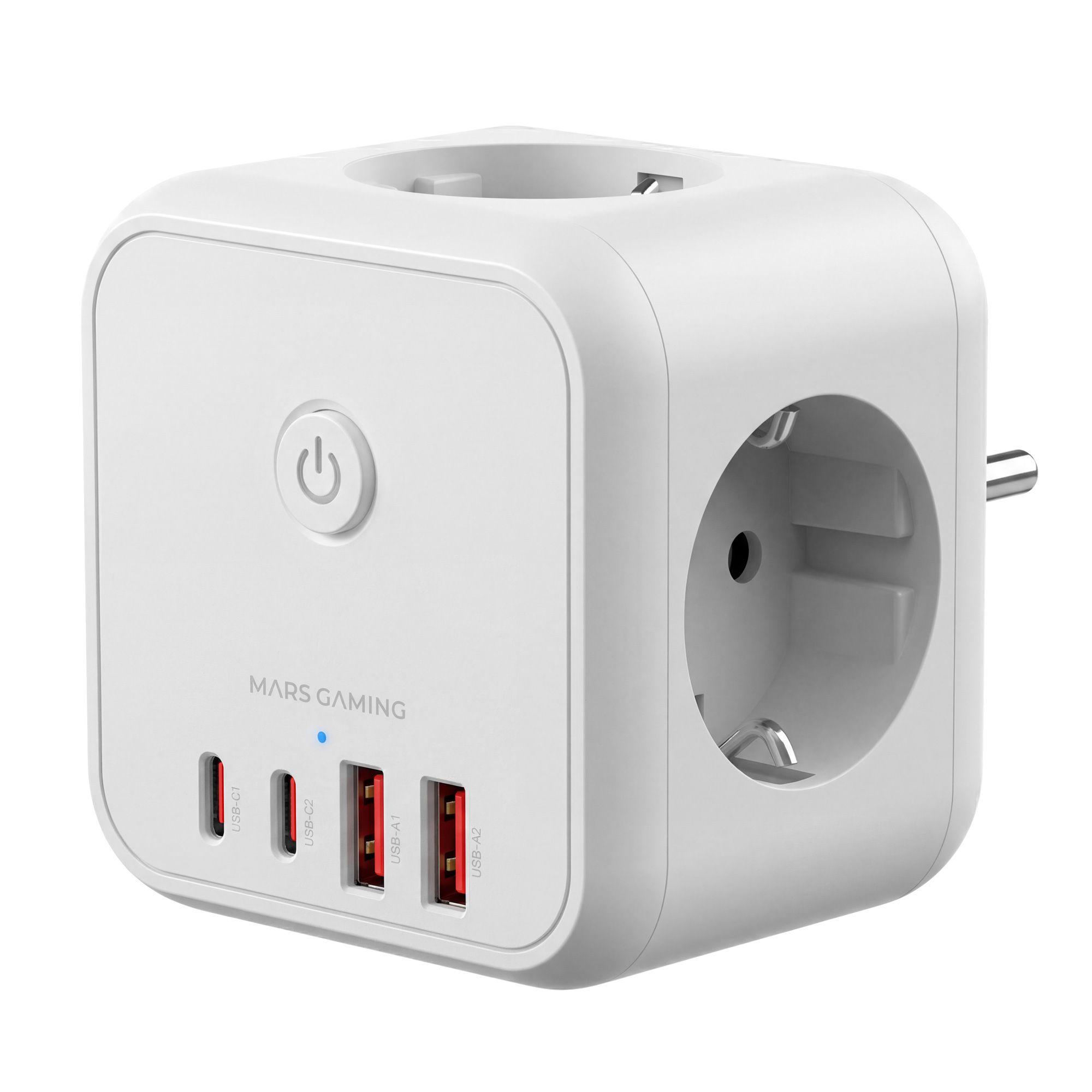 Carregador de Tomadas e USB MARS GAMING MDCUBE20W (3680 W - Branco)
