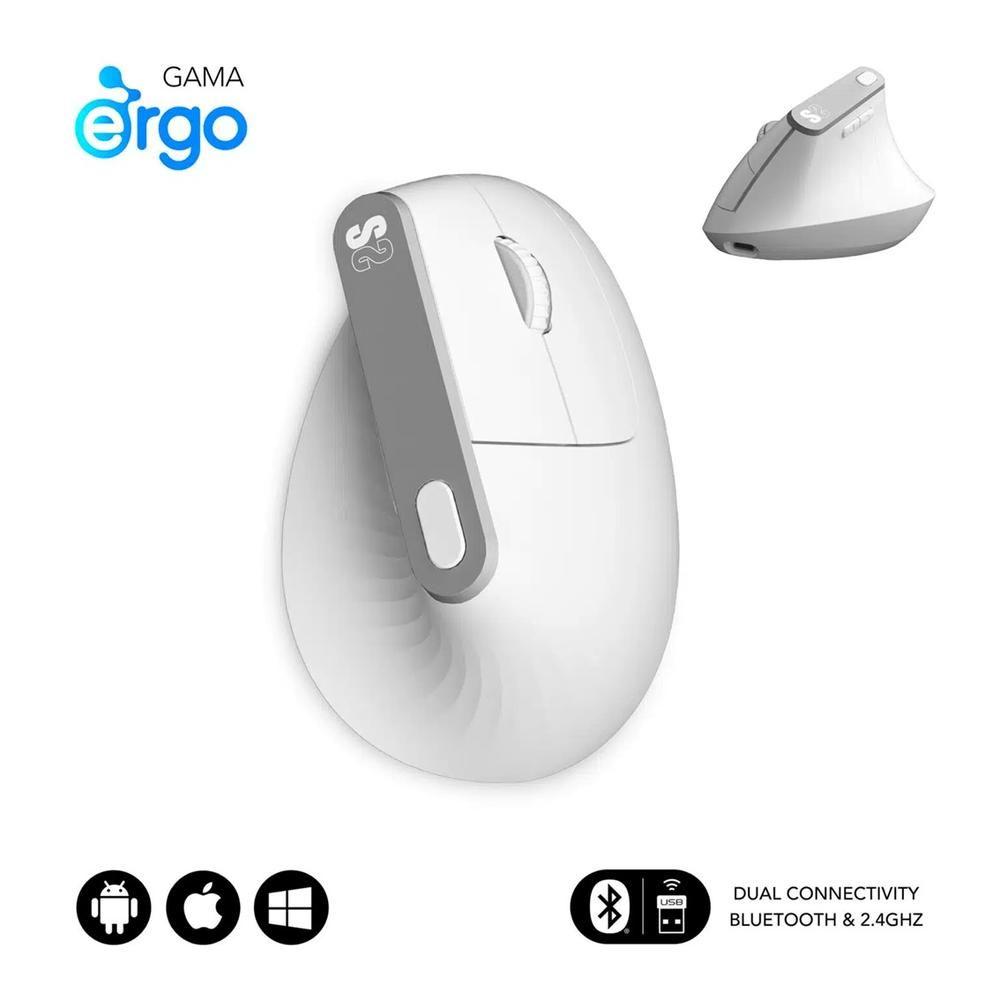 Rato SUBBLIM SUBMO-EDNVW02 (Rato vertical ergonómico - 4000 DPI - Ótico - Branco)