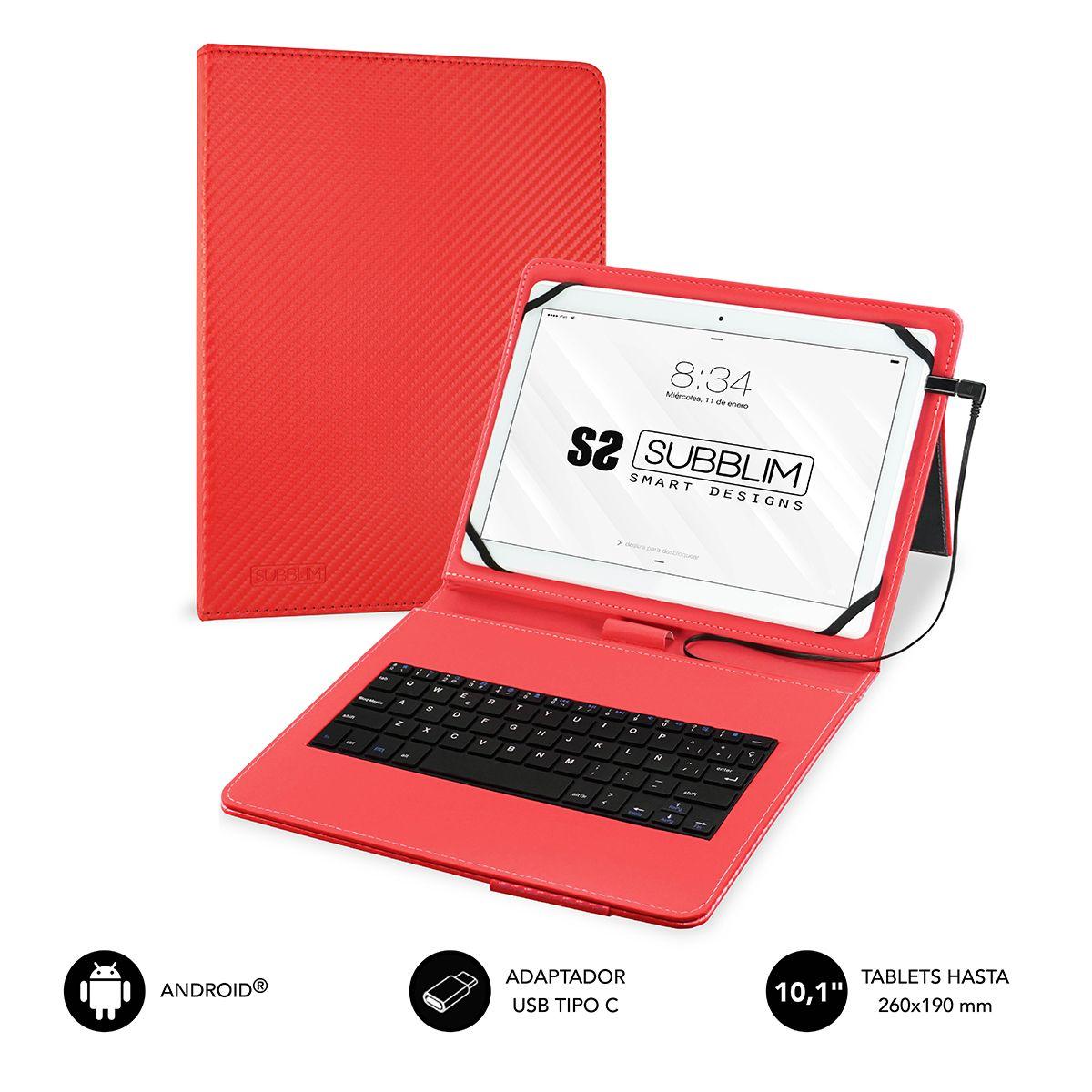 Teclado SUBBLIM Keytab Pro (10,1″ - USB - Layout ES - Vermelho)