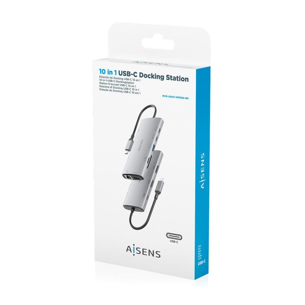 Dock USB-C AISENS ASUC-10P050-GR (0,2 m - Cinzento), miniatura 7
