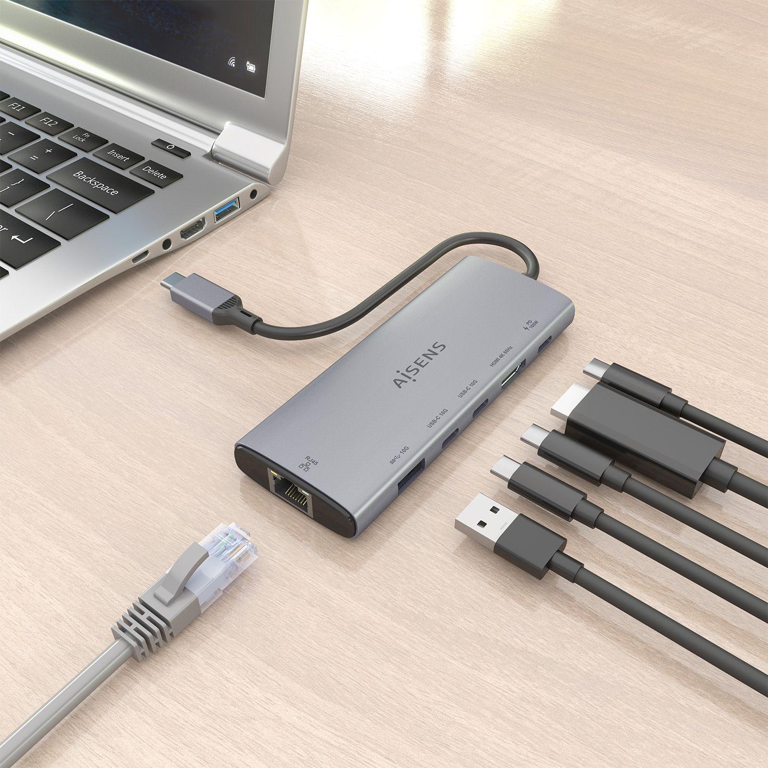 Estação de Ancoragem USB-C AISENS ASUC-6P030-GR (0,2 m - Cinzento), miniatura 5