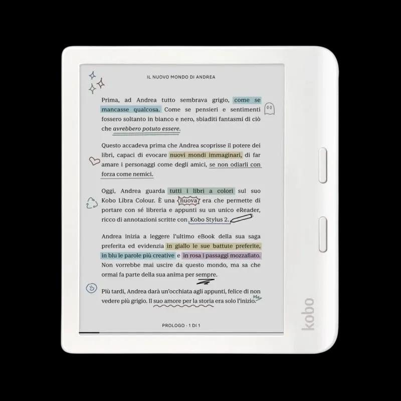 Leitor de Livros Eletrónicos KOBO Libra Colour (7" - 1264 x 1680 pixels - E Ink Kaleido - Branco)