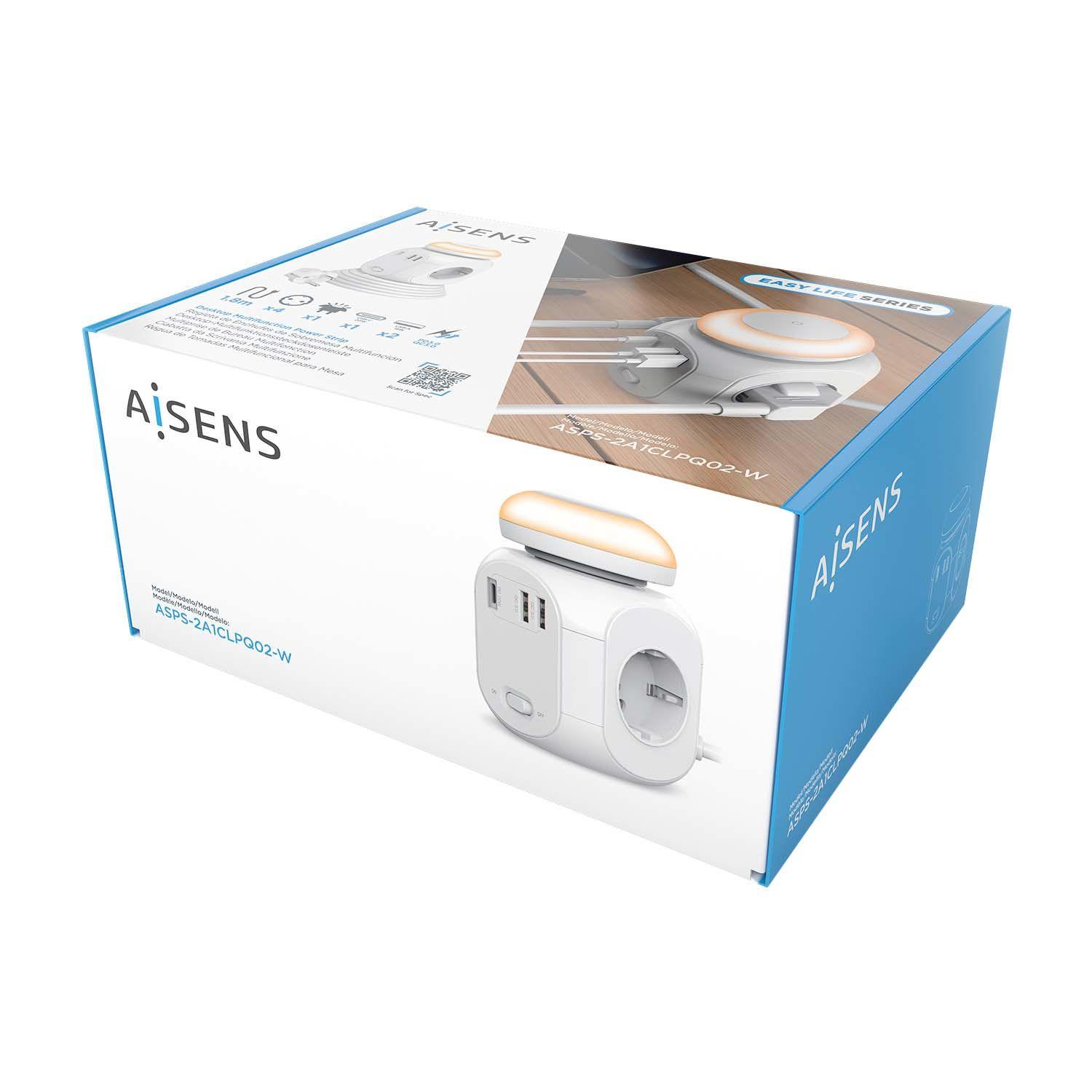 Bloco de Tomadas AISENS ASPS-2A1CLPQ02-W (Tipo F - Branco), miniatura 6