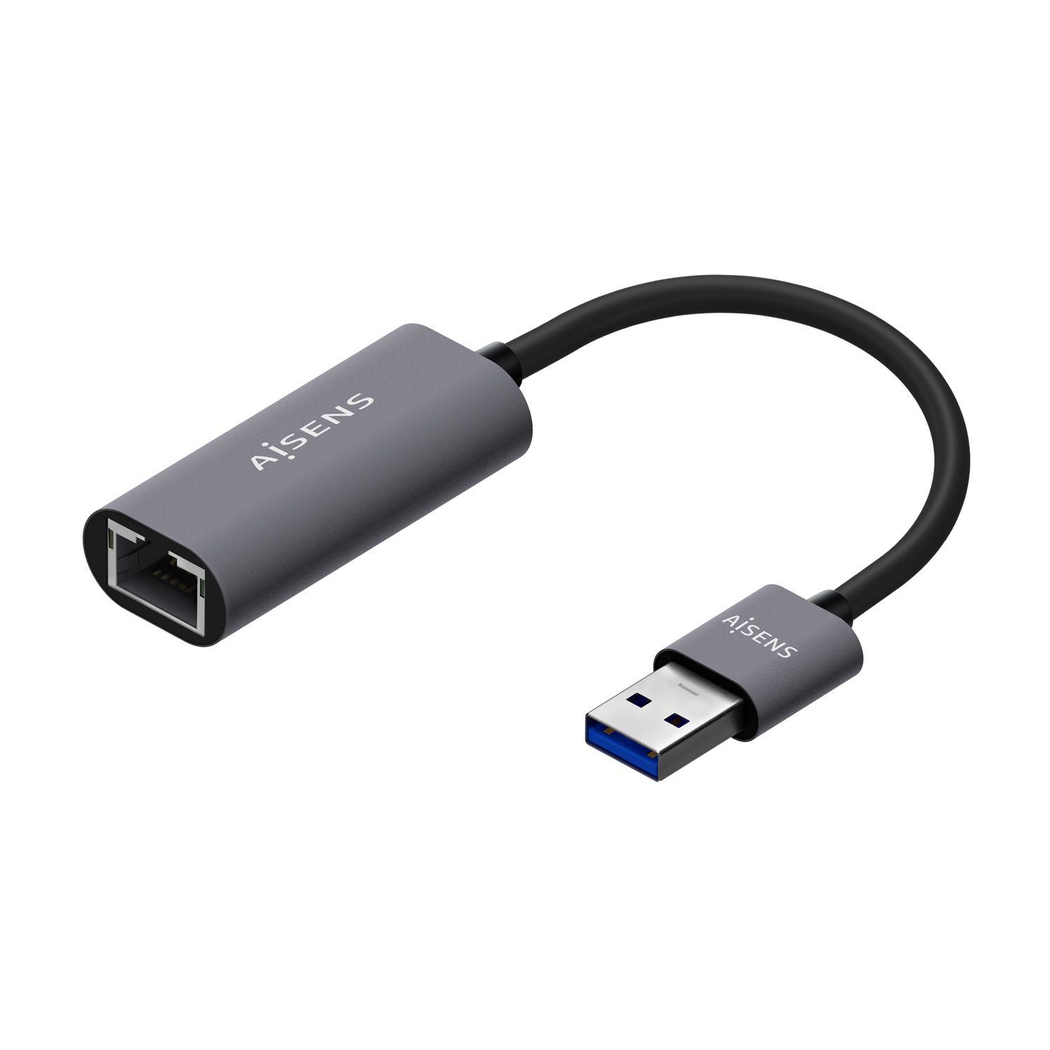 Adaptador de Rede USB AISENS A106-0708 (USB - 10/100/1000 Mbit/s - Cinzento)