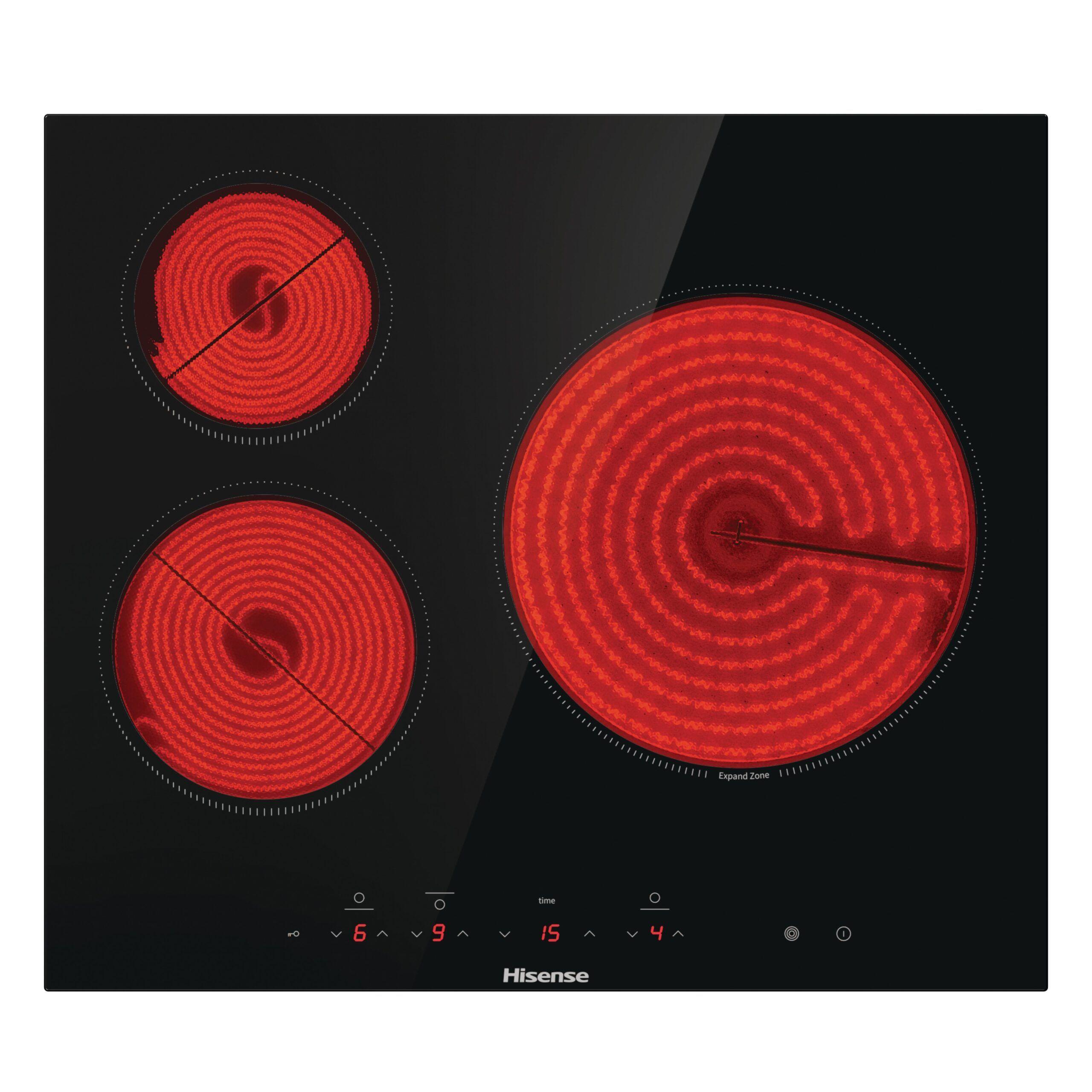Placa Vitrocerâmica Encastre HISENSE E6332BSCE (3 zonas - 5700 W - Vidro-cerâmica - Preto), miniatura 2