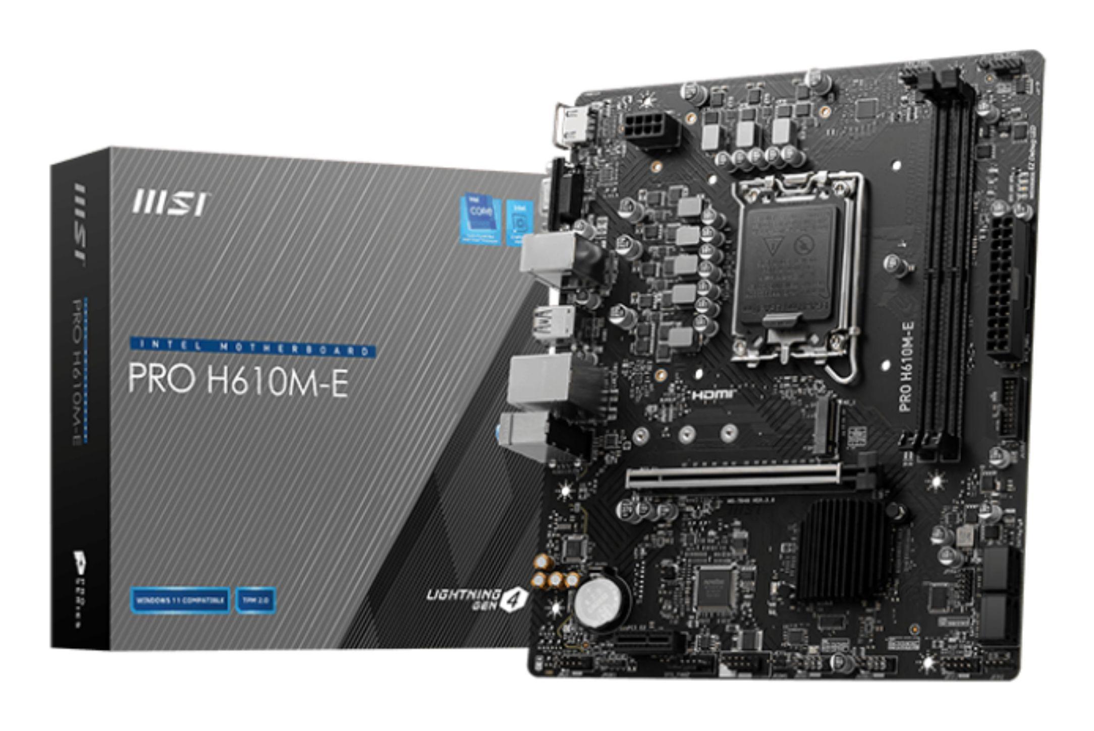 Motherboard MSI PRO H610M-E (LGA 1700 - micro-ATX - Duplo canal - Preto)