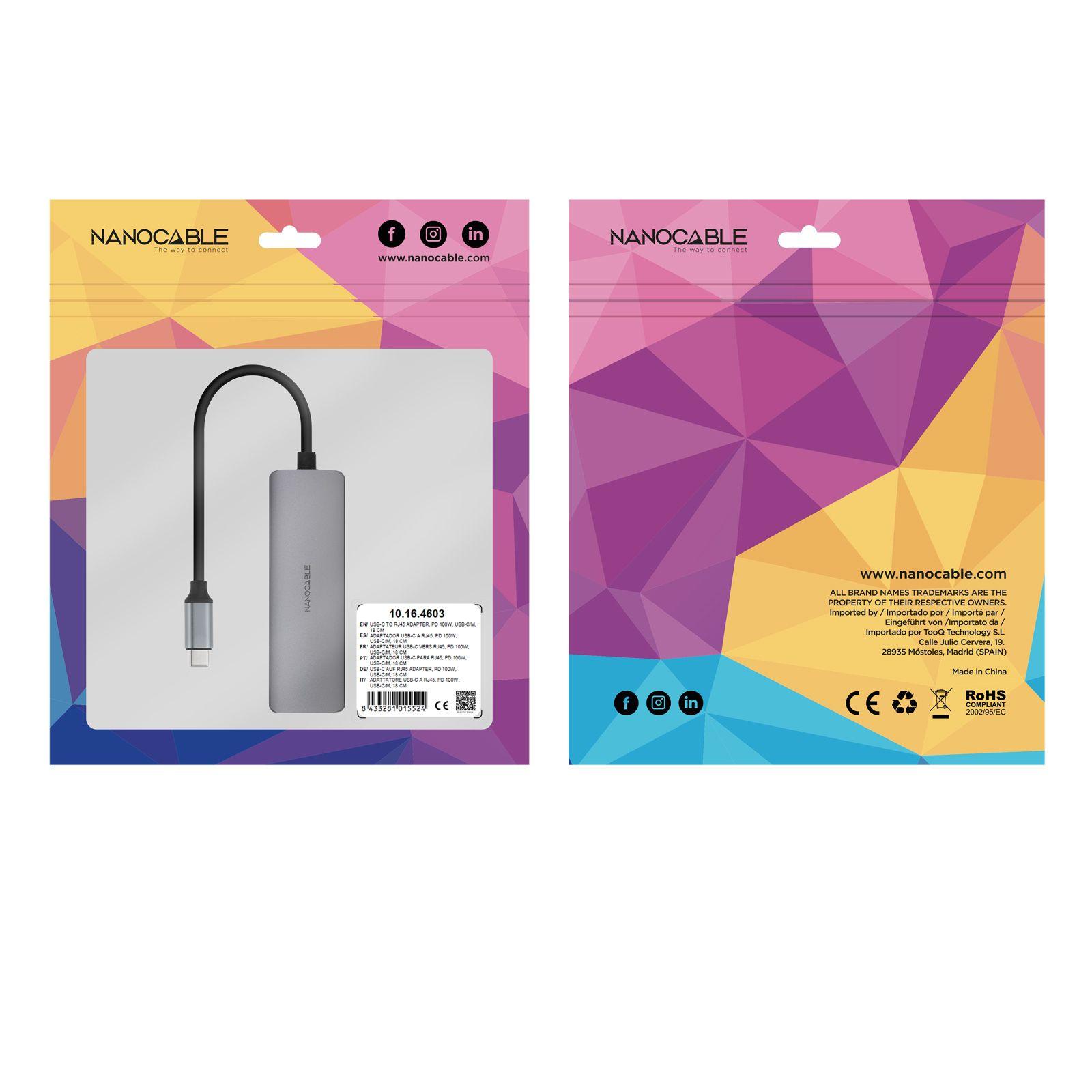 Hub USB-C NANOCABLE 10.16.4603 (0,18 m - Cinzento), miniatura 5