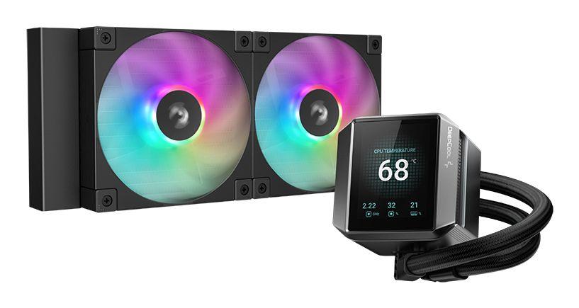 Refrigeração Líquida DEEPCOOL MYSTIQUE 240 ARGB (Radiador 240 mm - Ecrã LCD 2,8" - Preto)