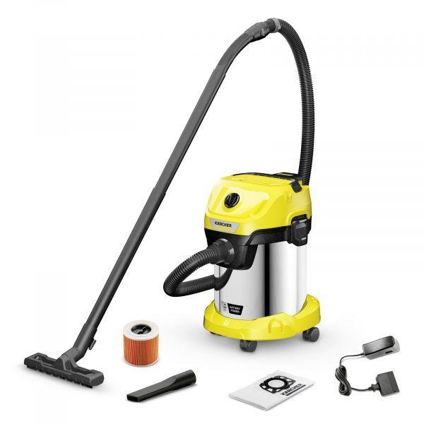 Aspirador de Tambor KÄRCHER WD 3-18 S Battery Set V-17/20 (Altura 48,8 cm - 20 min - 5 Ah - Aço inoxidável e Amarelo), miniatura 2
