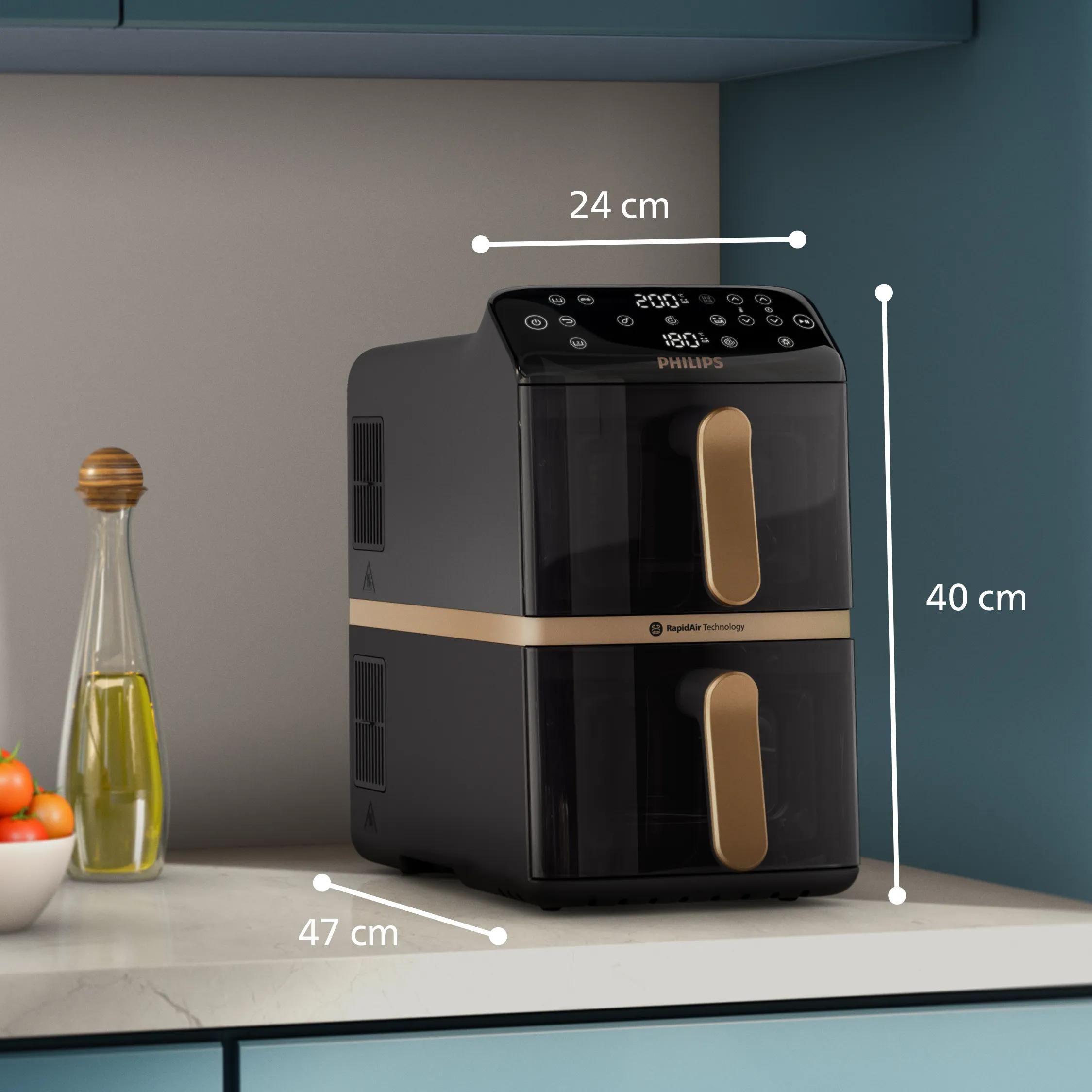 Fritadeira a Ar Quente PHILIPS 4000 Series Dual Stack NA462/70 (2750 W - 200 °C - 40 °C - Preto) — miniatura 5