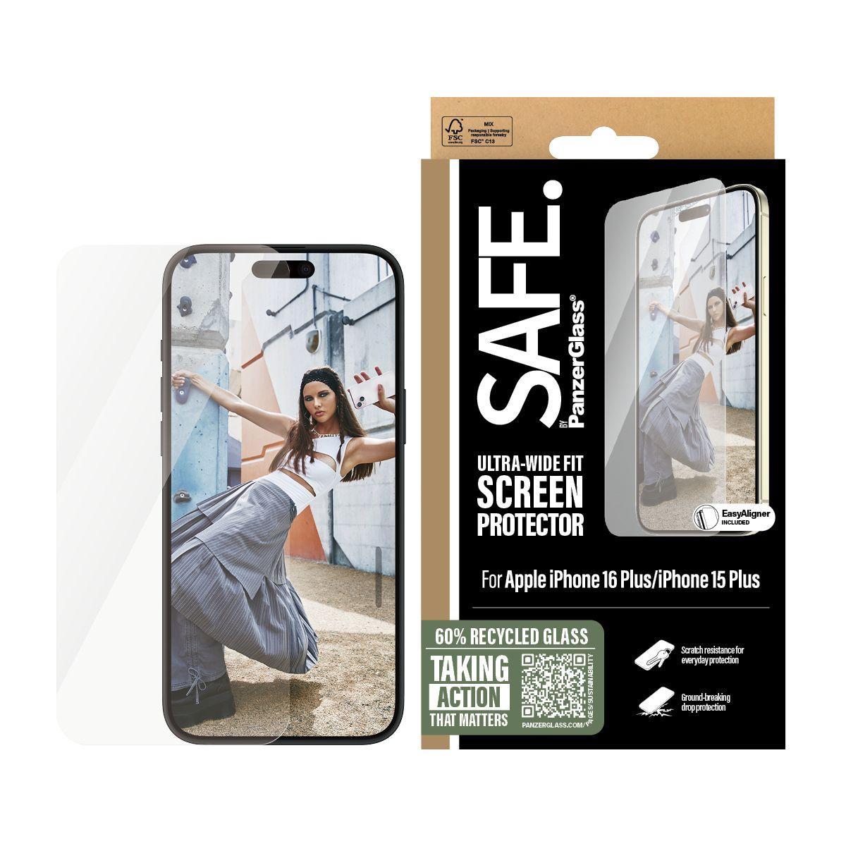 Protetor de Ecrã PANZERGLASS SAFE iPhone 16/15 Plus UWF (Apple - Transparente) — miniatura 2