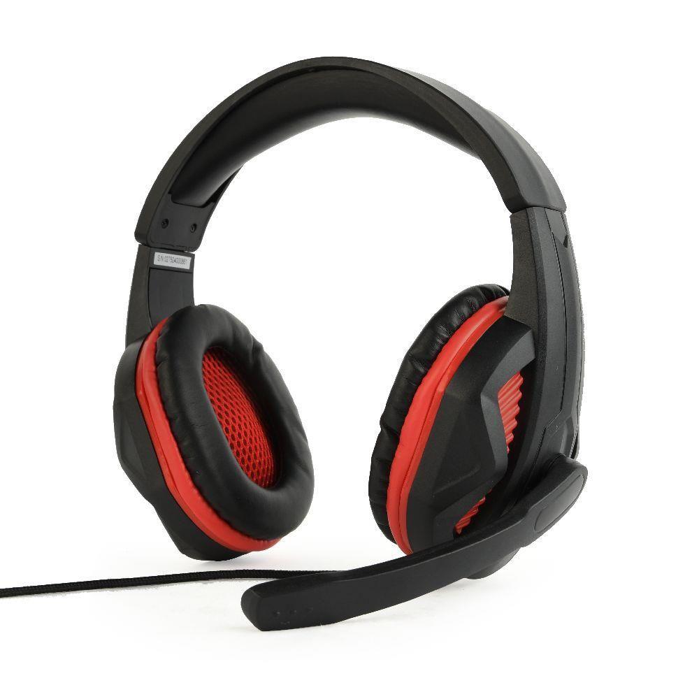 Headset Gaming GEMBIRD GHS-03 (Binaural - Com fios - 4 cm - Preto/Vermelho)