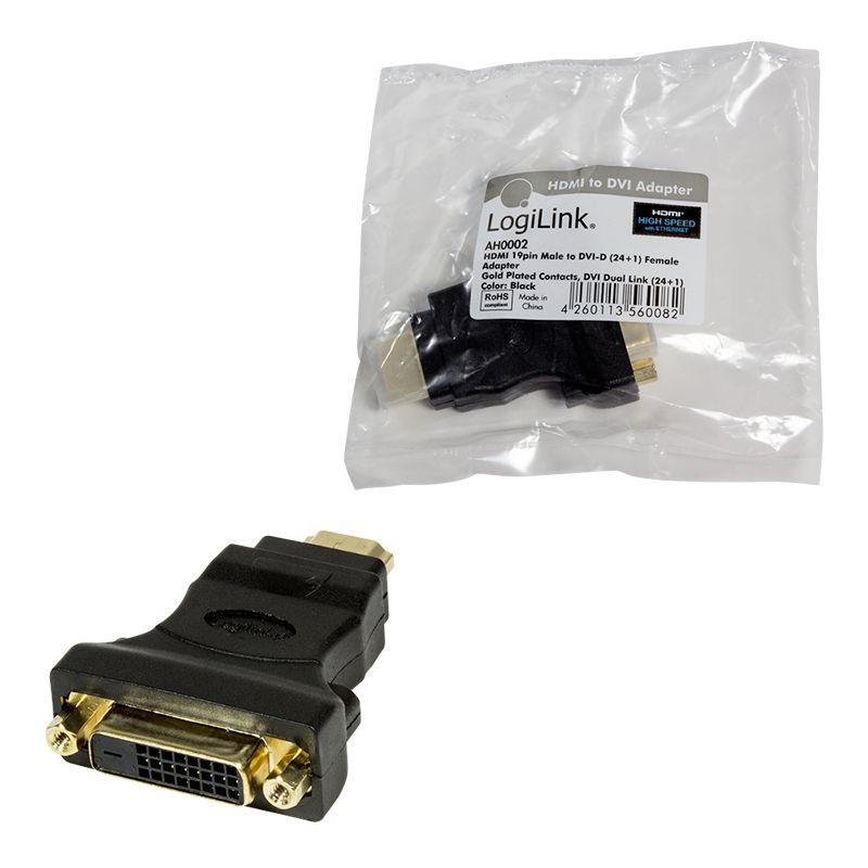 Adaptador HDMI para DVI-D LOGILINK AH0002 (60 Hz - HDMI Tipo A - DVI-D 24+1 de ligação dupla - Preto), miniatura 3