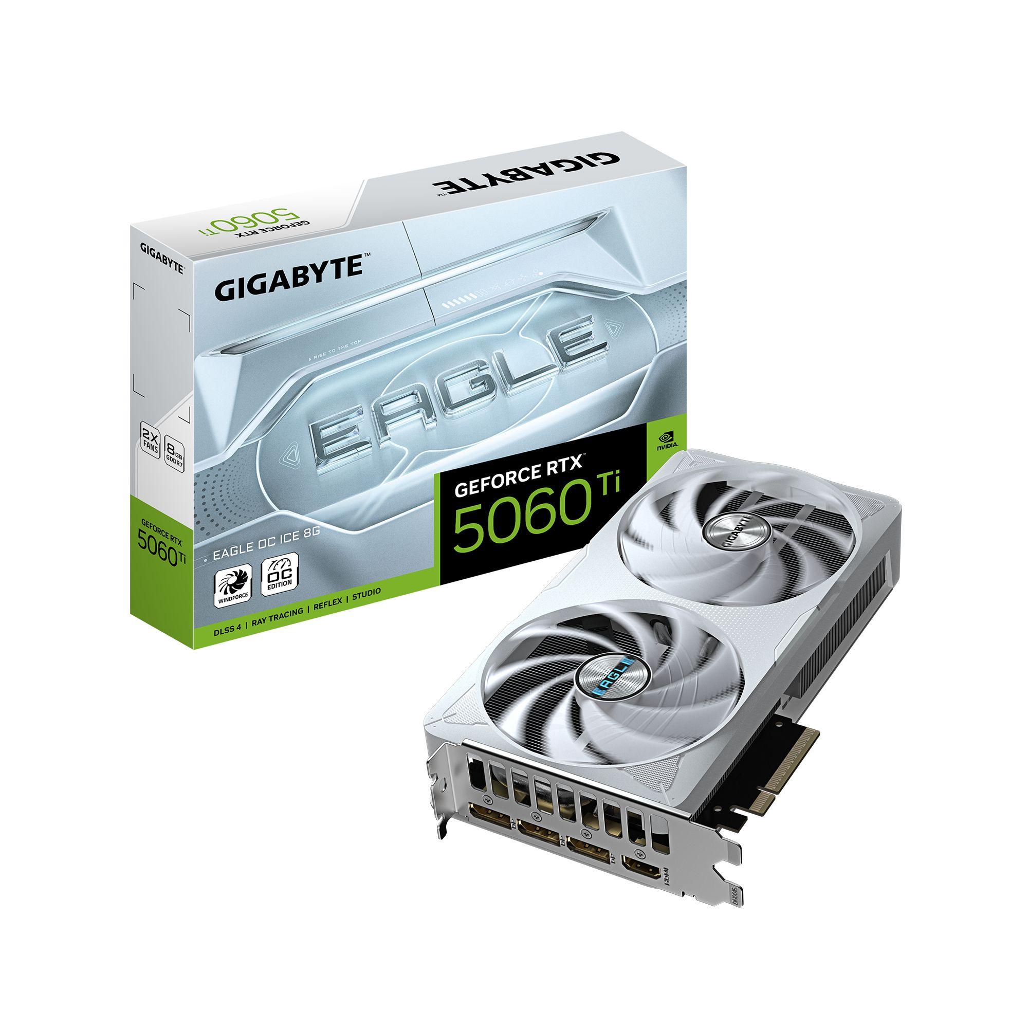 Placa Gráfica GIGABYTE GeForce RTX 5060 Ti EAGLE OC ICE 8G (GeForce RTX 5060 Ti - 28000 MHz - 8 GB - Branco)