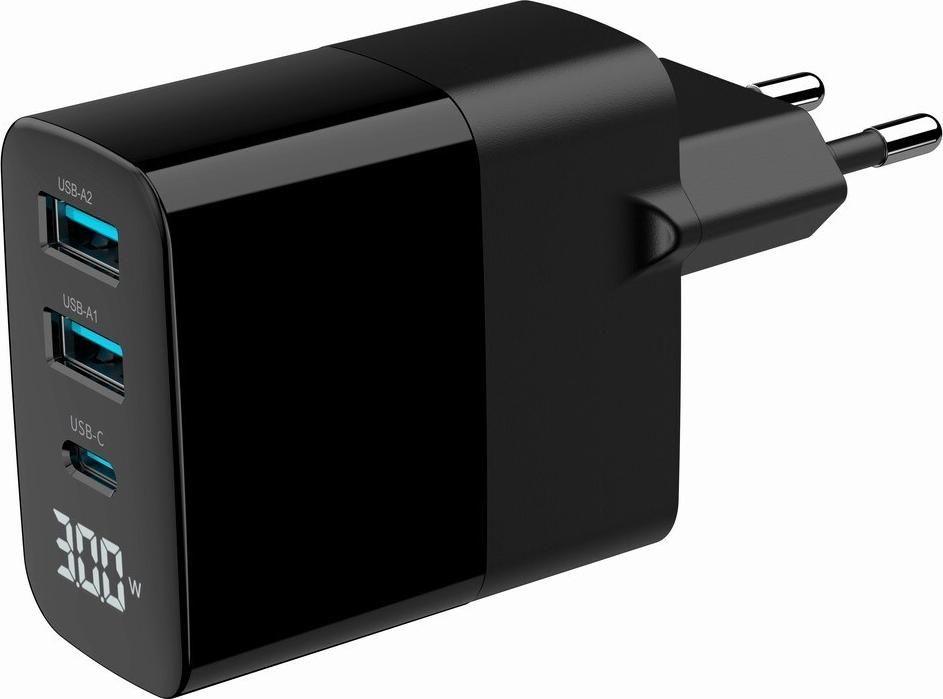 Carregador USB GEMBIRD TA-UC-PDQC30LCD-BK-02 (30 W - Preto)