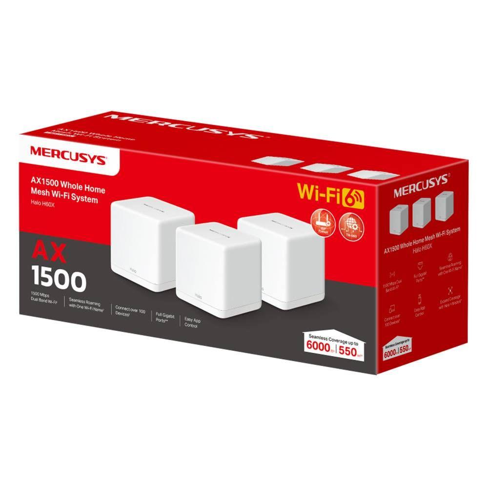 Sistema Wi-Fi Mesh MERCUSYS Halo H60X (Wi-Fi 6 - 1500 Mbit/s - Dual Band - Branco), miniatura 4