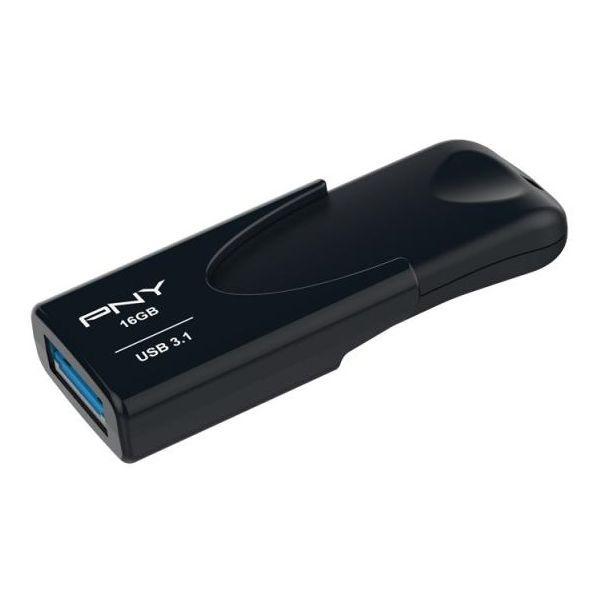 Pen USB PNY Attaché 4 (USB Type-A - USB 3.2 Gen 1 - Sem tampa - Preto) FD16GATT431KK-EF