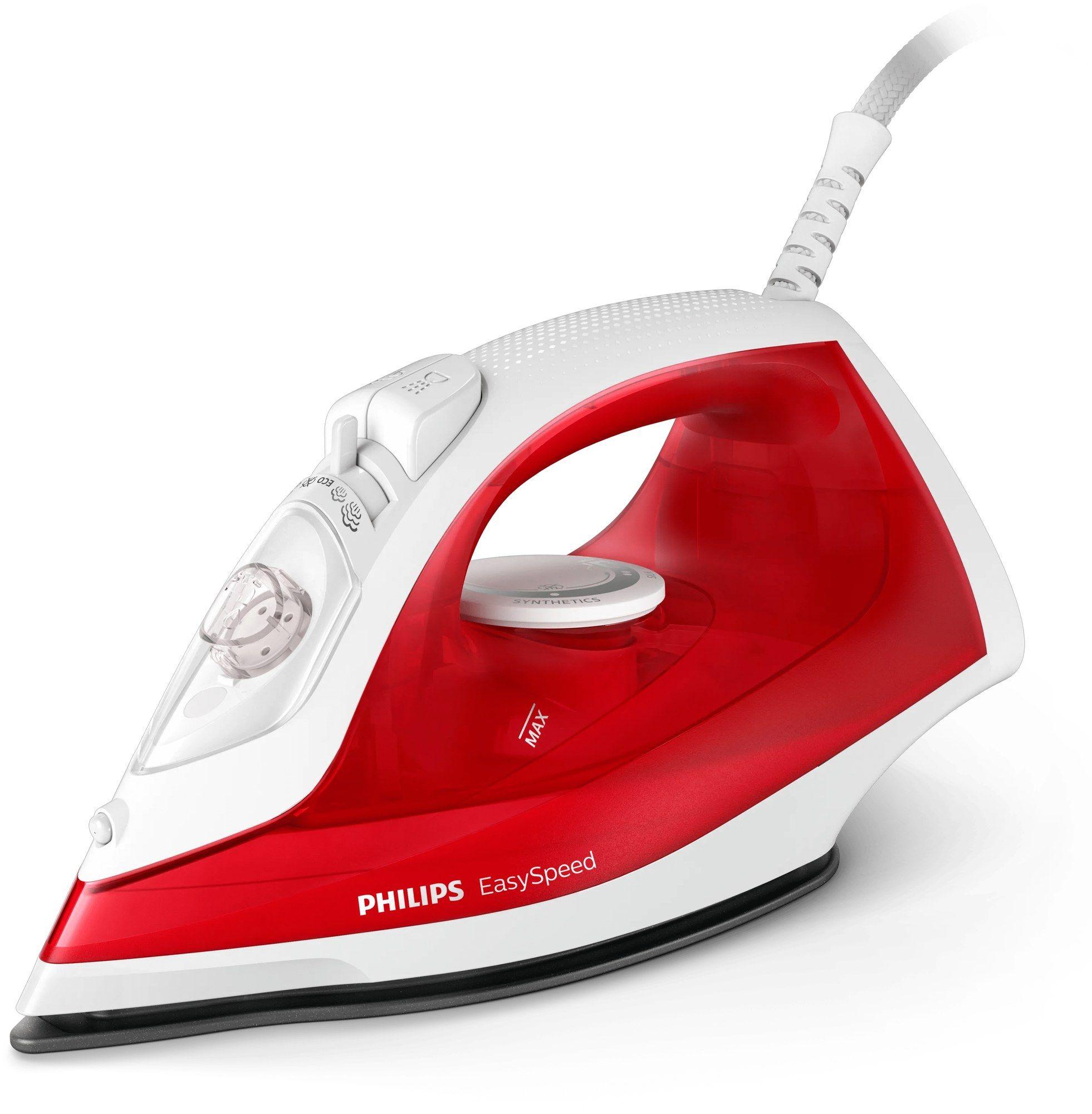 Ferro de Engomar a Vapor PHILIPS EasySpeed GC1742/40 (2000 W - 220 ml - Base antiaderente - Vermelho/Branco)