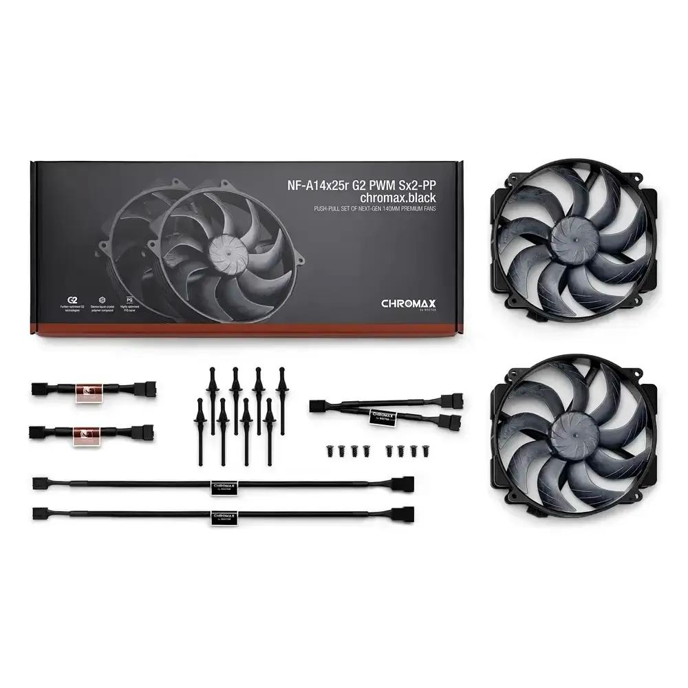 Ventoinhas para Caixa de Computador NOCTUA NF-A14x25r G2 PWM Sx2-PP chromax.black (PBT, ABS, silicone e borracha - Preto) — miniatura 4