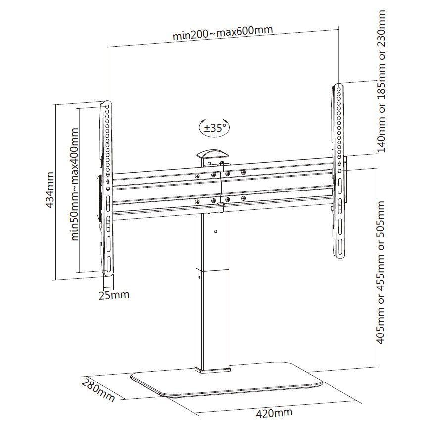 Suporte de Mesa para TV EQUIP 650612 (37–70" - VESA 600 x 400 mm - Preto), miniatura 10