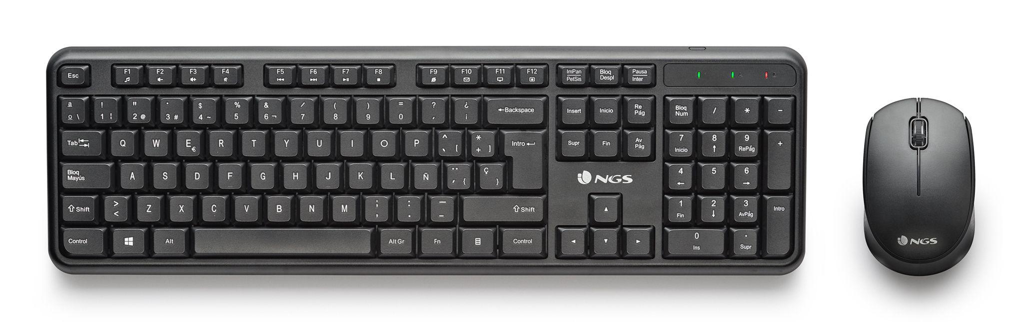 Conjunto de Teclado e Rato NGS Harmony Kit (Espanhol - Tamanho completo - RF Wireless - Preto)