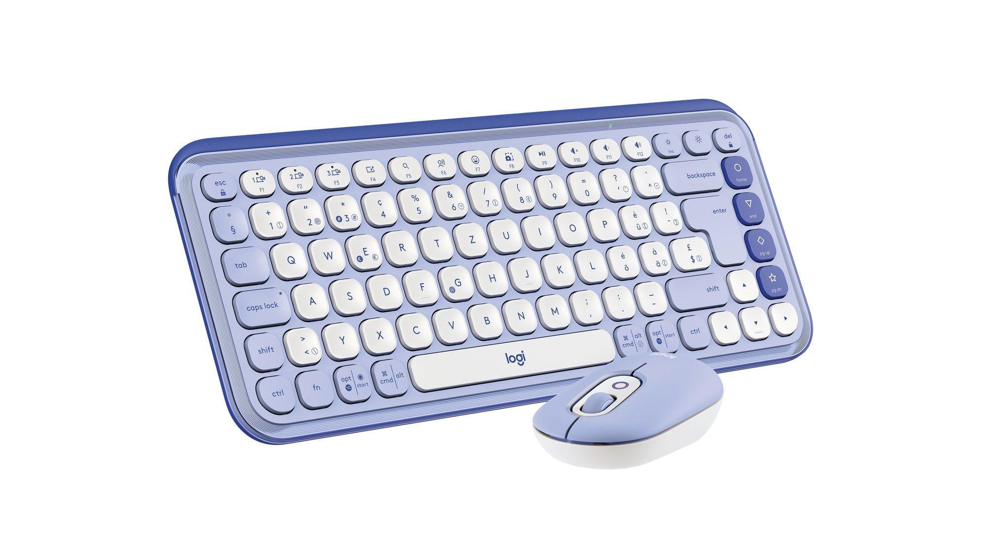 Conjunto de Teclado e Rato LOGITECH POP Icon Combo (Suíço - Teclas tesoura - Mini - Lilás e Branco), miniatura 4