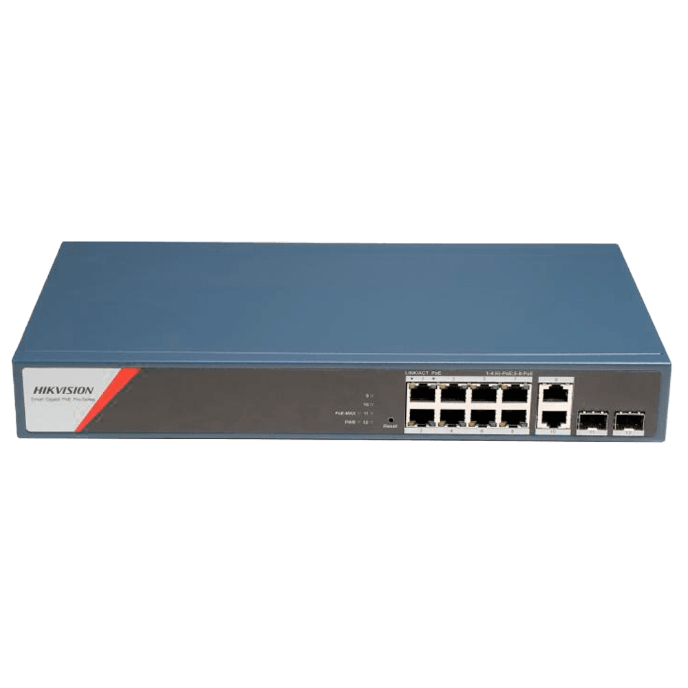 Switch Gerível HIKVISION DS-3E1512HP-SI-8P2T2F (10/100/1000 Mbit/s - 24 Gbit/s - Gigabit Ethernet - Azul)