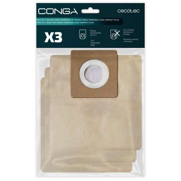 Sacos de Pó para Aspirador CECOTEC Conga PowerBag 2500 Compact Plus (Castanho)