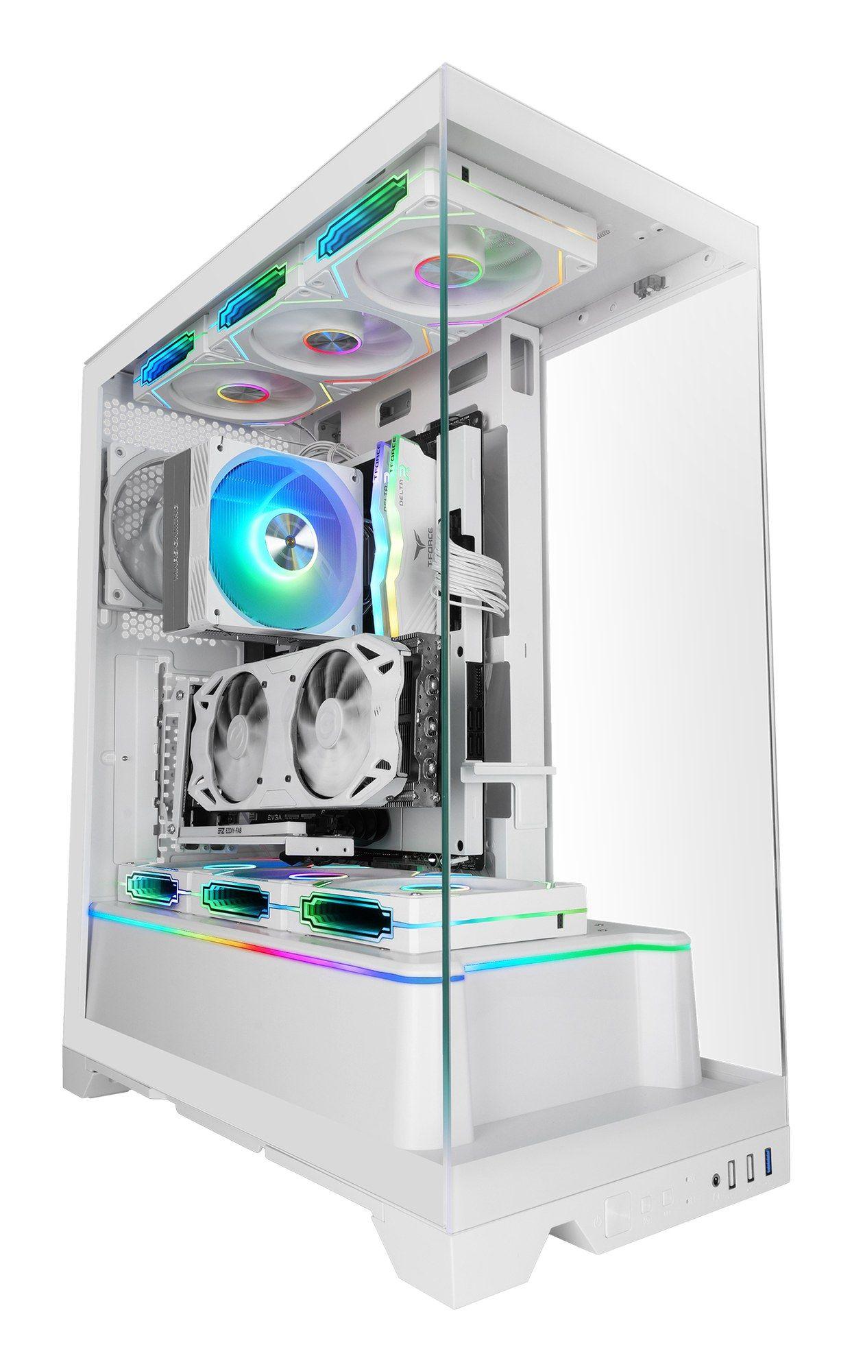 Caixa de Computador MARS GAMING MCPRISMAW (ATX, Micro ATX, Mini-ITX - Midi Tower - Vidro temperado - Branco)