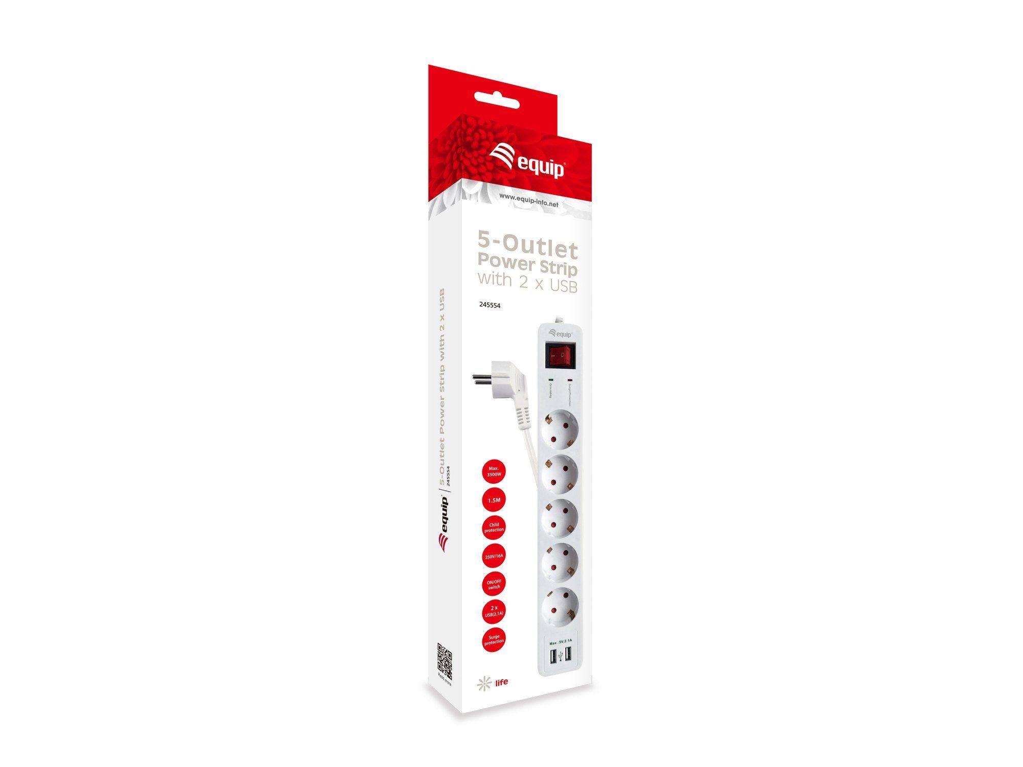 Bloco de Tomadas EQUIP 245554 (1,8 m - Tipo F - Branco), miniatura 6