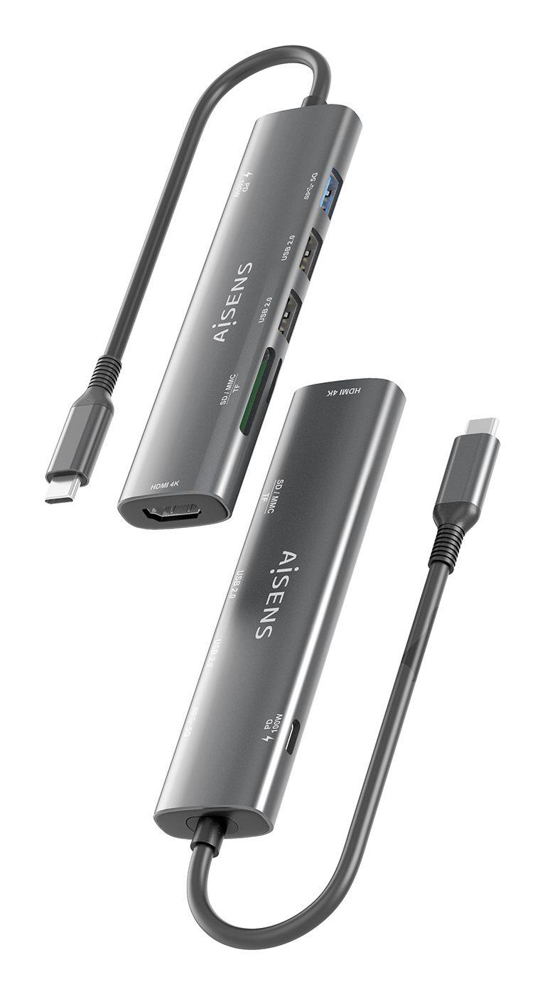 Hub USB-C AISENS ASUC-7P027-GR (0,15 m - Cinzento), miniatura 8