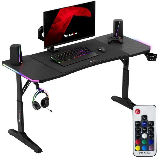 Secretária Gaming HUZARO Hero 3.6 RGB (140 × 60 cm - Aço reforçado de 1,2 mm - Preto), miniatura 3