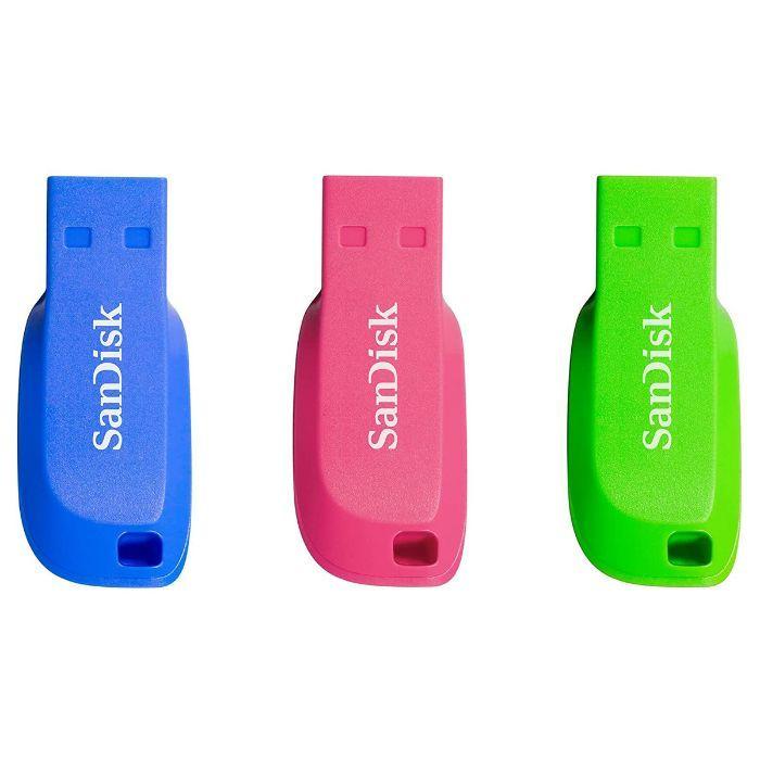 Pen USB SANDISK Cruzer Blade (32GB - USB 2.0 - Azul, Rosa e Verde) — miniatura 2