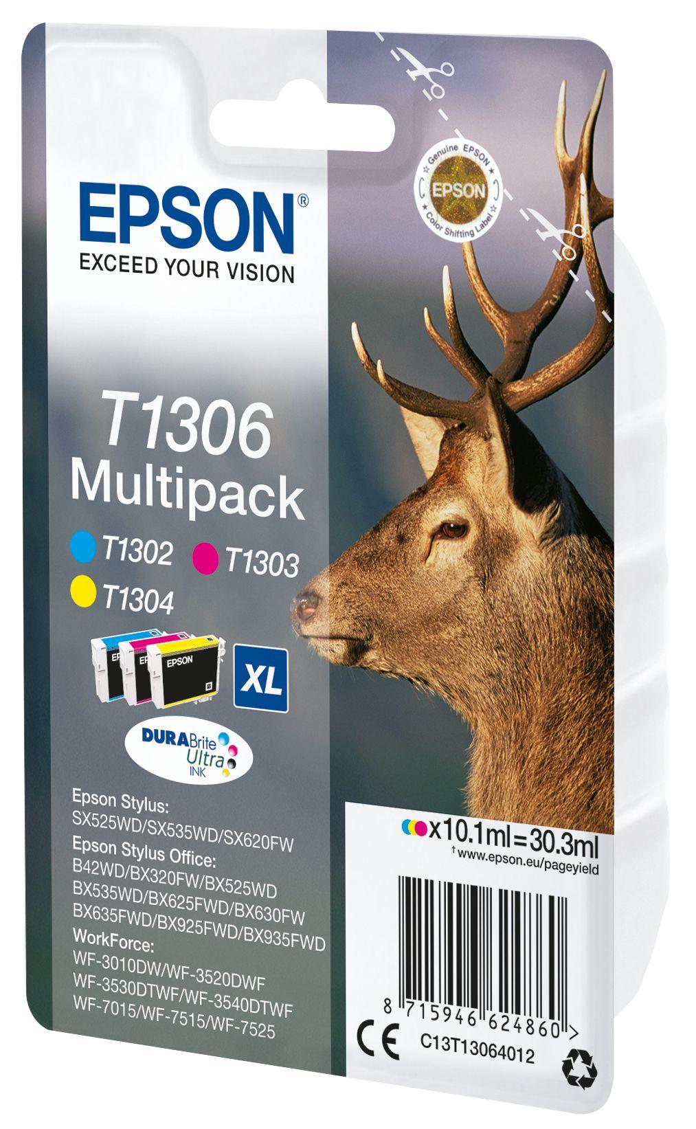 Multipack de Tinteiros EPSON T1306 (Ciano, Magenta e Amarelo)
