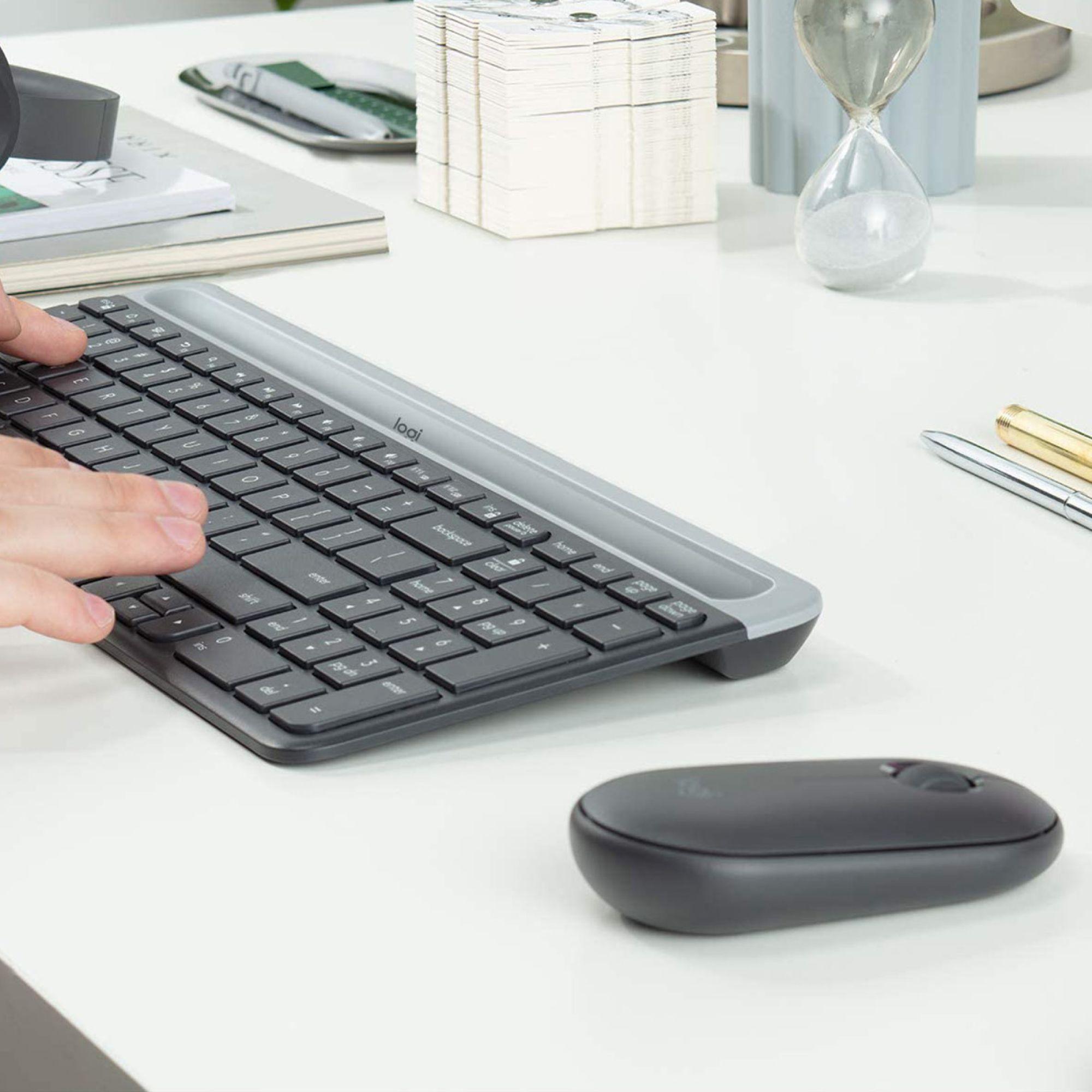 Conjunto de Teclado e Rato LOGITECH MK470 (Suíço - Tamanho completo - RF Wireless - Grafite) — miniatura 3