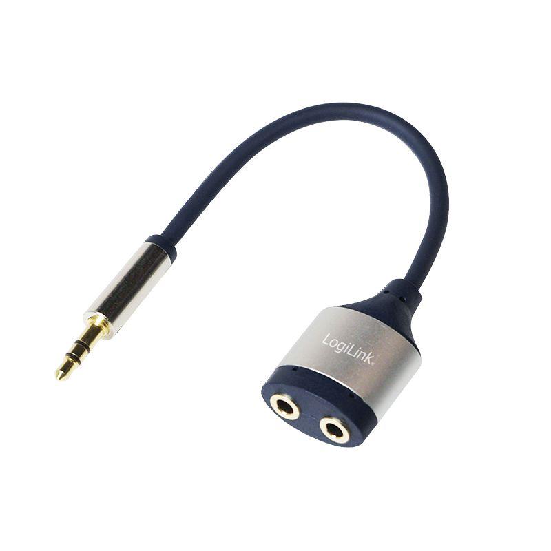 Adaptador Divisor de Áudio LOGILINK CA1100 (0,18 m - Azul/Prateado)
