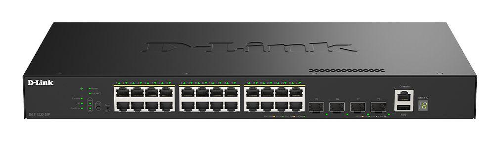 Switch Gerido D-LINK DGS-1530-28P/E (Gigabit Ethernet - 10/100/1000 Mbit/s - 1,5 MB - Preto)
