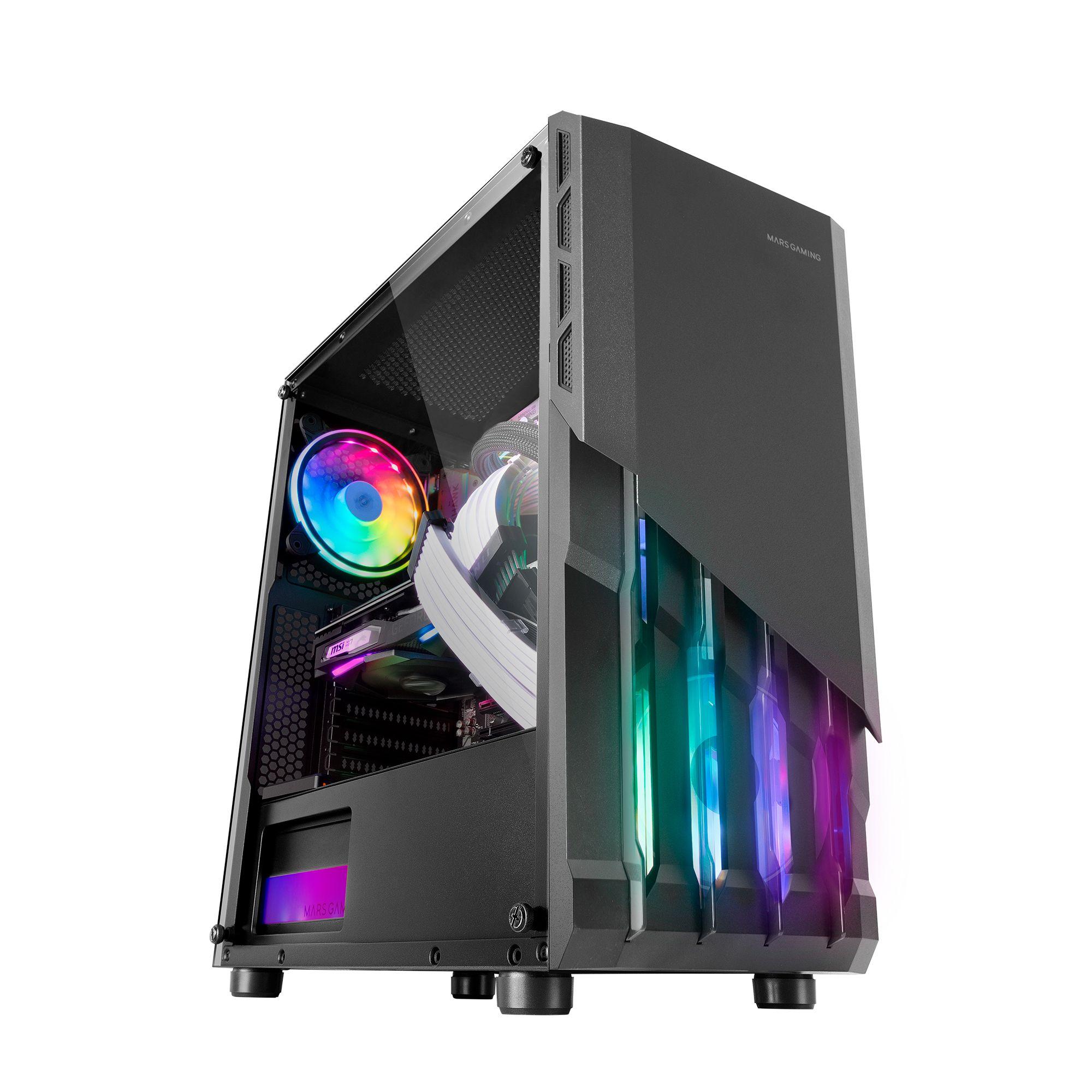 Caixa de Computador ATX MARS GAMING MCX2 (ATX, Micro ATX, Mini-ITX - Semitorre - FRGB fixa - Preto)